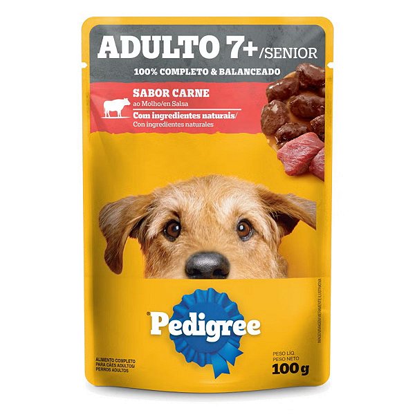 Sachê Pedigree Adulto 7+ Senior Sabor Carne ao Molho 100g - Cães Adultos Idosos