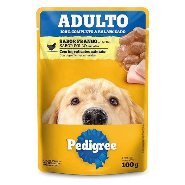 Sachê Pedigree Adulto Sabor Frango ao Molho 100g -  Ração Úmida Cães Adultos