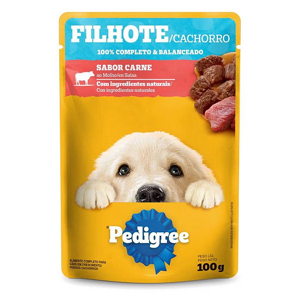 Sachê Pedigree Cachorro Filhote Sabor Carne ao Molho 100g -  Ração Úmida Cães Filhotes