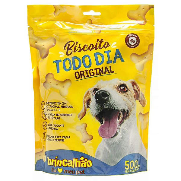 Biscoito Todo Dia Original Brincalhão 500g - Petisco Para Cachorro