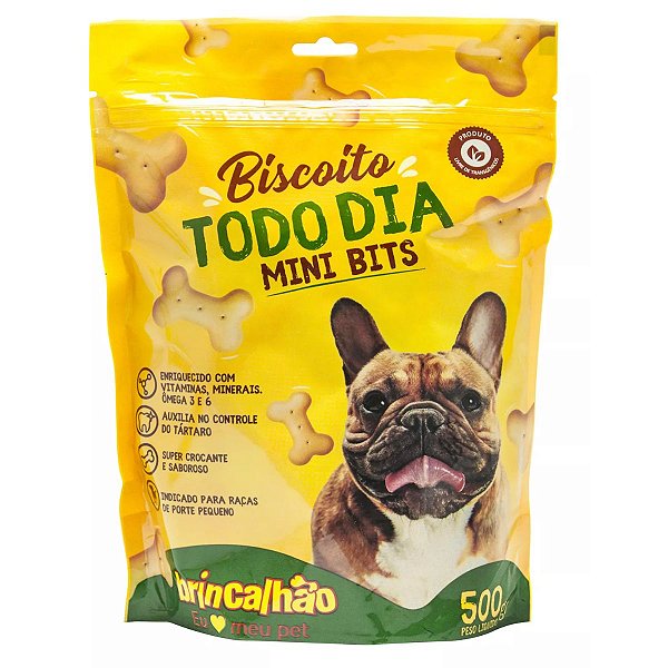 Biscoito Todo Dia Mini Bits Brincalhão 500g - Petisco Cachorro Porte Pequeno