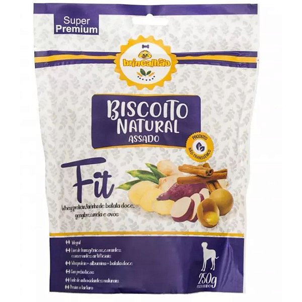 Biscoito Natural Assado Fit Brincalhão 250g - Petisco Para Cachorro Super Premium Formato Osso