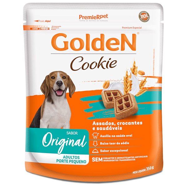 Petisco Golden Cookie Cães Adultos Porte Pequeno Sabor Original 350g - Assados, Crocantes e Saudáveis - Premier Pet