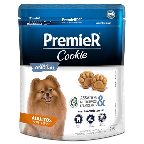 Petisco Premier Cookie Sabor Original Cães Adultos Porte Pequeno 250g - Assados, Nutritivos e Balanceados - Premier Pet