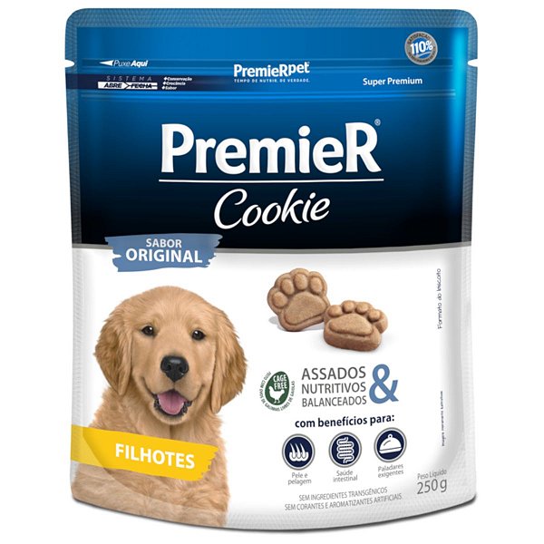 Petisco Premier Cookie Sabor Original Cães Filhotes 250g - Assados, Nutritivos e Balanceados - Premier Pet