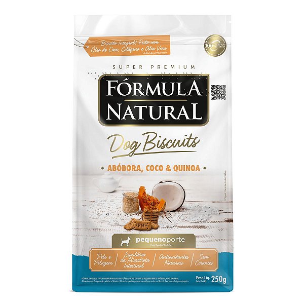 Petisco Formula Natural Dog Biscuits Sabor Abóbora, Coco e Quinoa - Cães Adultos e Filhotes Pequeno Porte 250g