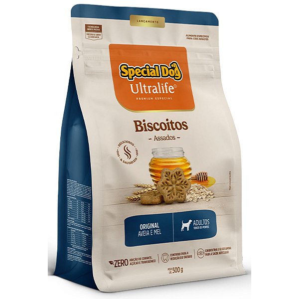 Petisco Special Dog Ultralife Biscoitos Assados Original Sabor Aveia e Mel - Cães Adultos Todos os Portes 500g