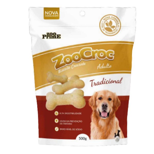 Petisco ZooCroc Biscoito Crocante Sabor Tradicional Cães Adultos 500g
