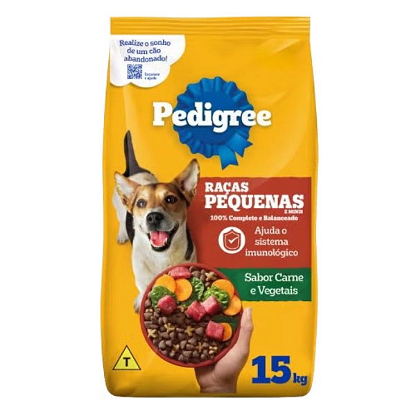 Ração Pedigree Cães Adultos Raças Pequenas e Minis - Sabor Carne e Vegetais 15Kg
