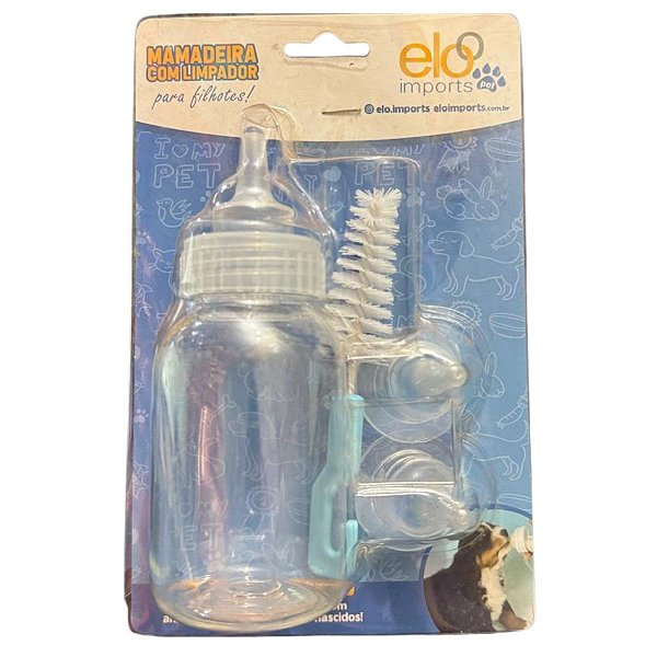 Kit Mamadeira Para Filhotes 120ml com 3 Bicos Silicones e Escova Limpadora