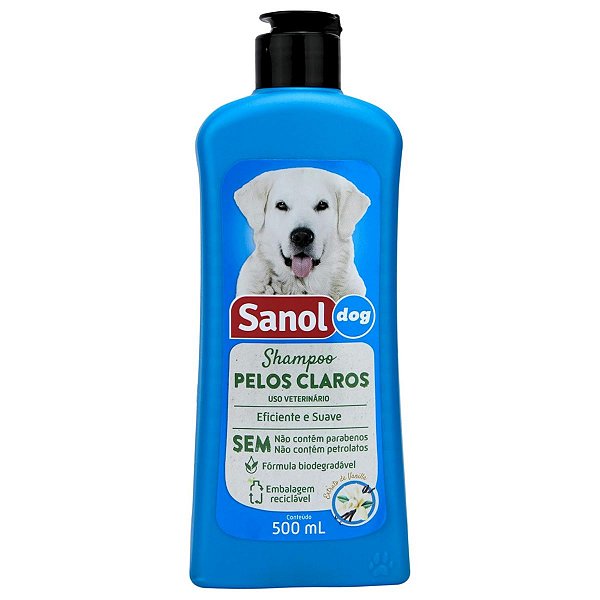 Shampoo Pelos Claros Sanol Dog 500ml - Extrato de Vanilla - Banho e Higiene de Cães e Gatos