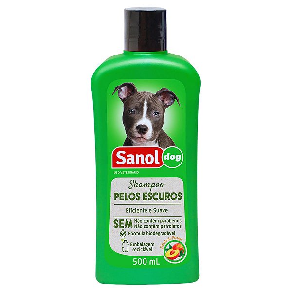 Shampoo Pelos Escuros Sanol Dog 500ml - Extrato de Pêssego - Banho e Higiene de Cães e Gatos