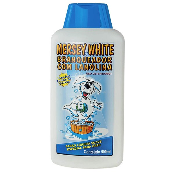 Shampoo Branqueador Suave com Lanolina para Cães 500ml - Mersey Dog - Realça a Cor do Pelo