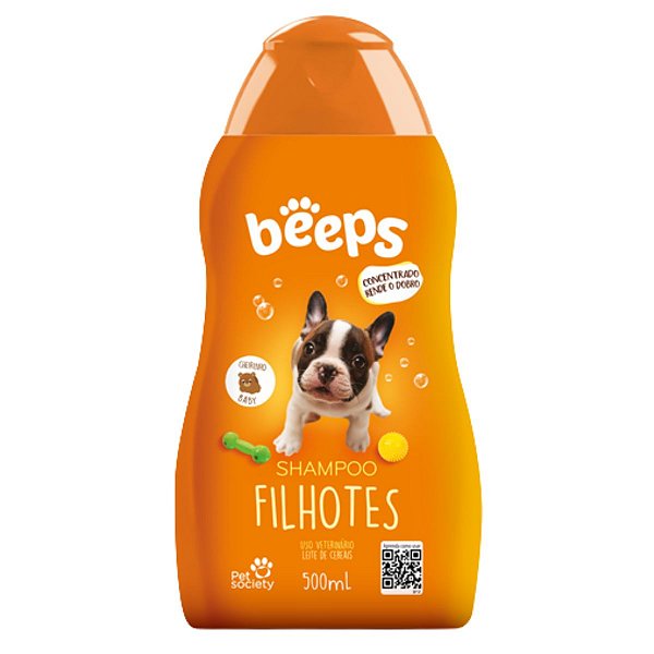 Shampoo Filhotes Beeps 480ml - Para Cães e Gatos Cheirinho de Bebê - Concentrado