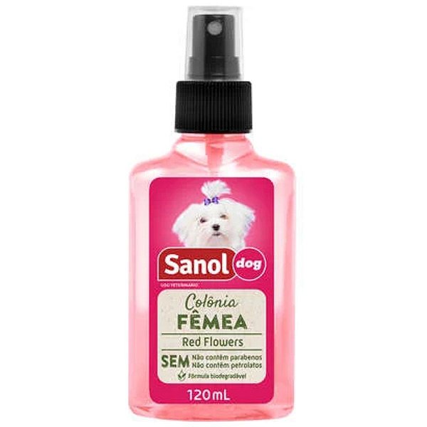 Colônia Spray Fêmea Red Flowers 120ml - Sanol Dog - Perfume Fragrância Floral para Cães e Gatos