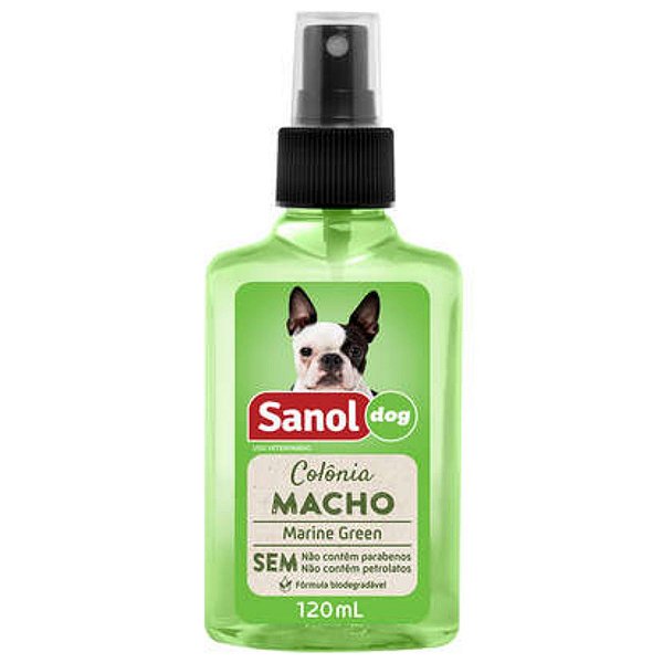 Colônia Spray Macho Marine Green 120ml - Sanol Dog - Perfume Fragrância Amadeirado para Cães e Gatos