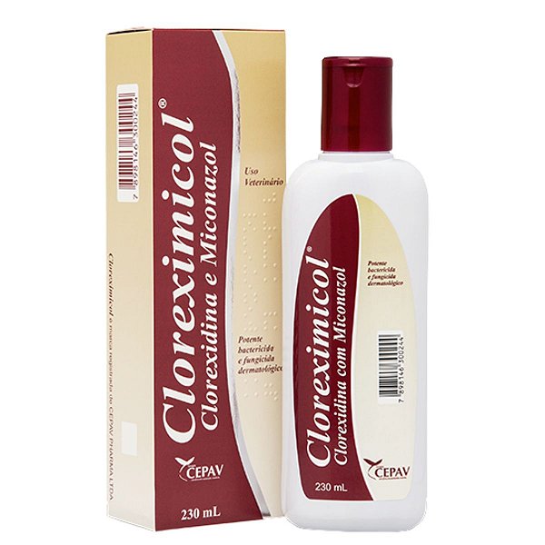 Shampoo Antibacteriano e Antifúngico Cloreximicol Para Cães e Gatos 230ml - Cepav - Clorexidina e Miconazol