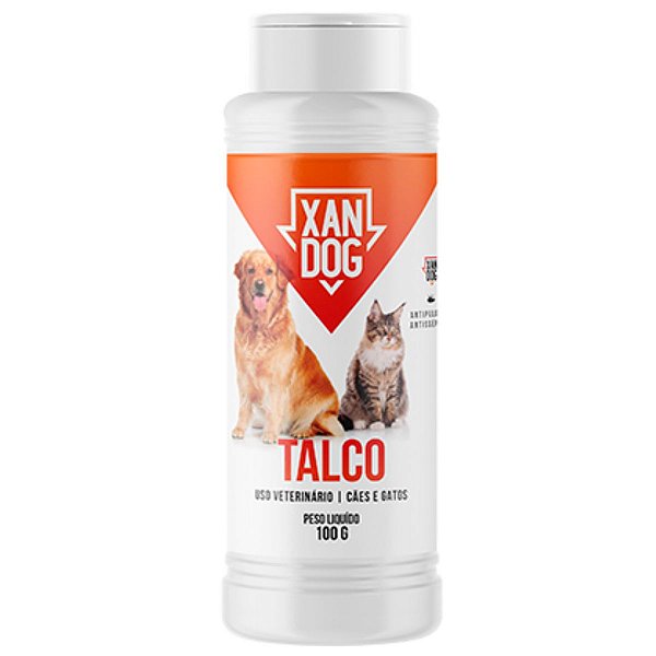 Talco Antipulgas e Antisséptico para Cães e Gatos Xandog 100g - Pó Contra Pulgas, Carrapatos e Piolhos