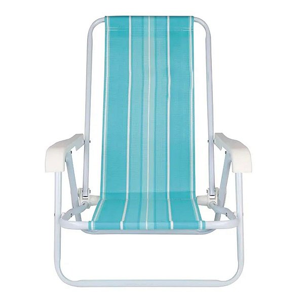 Cadeira de Praia Infantil Reclinável 4 Posições Cor Azul  - Mor - Aço Carbono, com Braços, para Criança até 30Kg