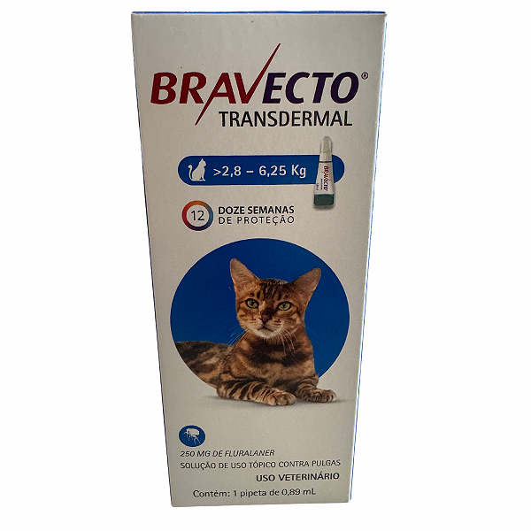 Bravecto Transdermal Gatos 2,8 - 6,25 Kg - Uso Tópico Contra Pulgas - 12 Semanas de Proteção