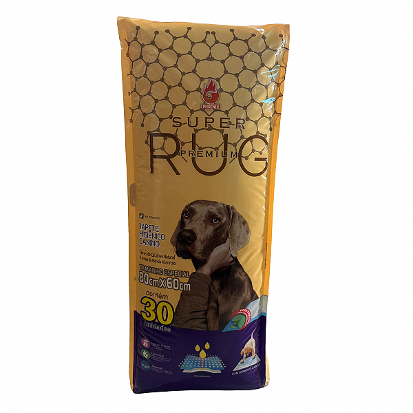 Tapete Higiênico Para Cães Super Premium Rug 80cmX60cm - 30 Unidades