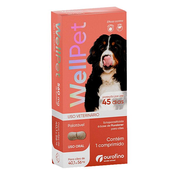WellPet Comprimido Antipulgas e Carrapatos Cães de 40,1 a 56Kg - Ouro Fino