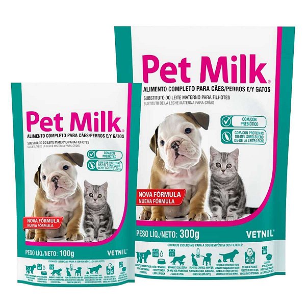 Pet Milk 100g – Substituto do Leite Materno Fórmula para Filhotes de Cães e Gatos - Vetnil