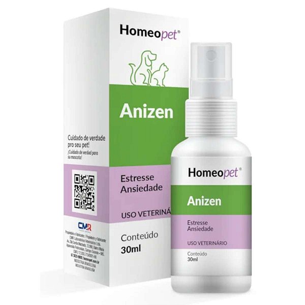 Anizen Homeopet Spray 30 ml – Redutor Homeopático de Estresse e Ansiedade para Cães e Gatos