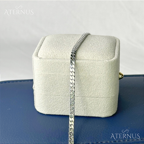 Pulseira Prateada Grumet Fina - 22cm