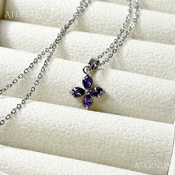 Colar Estrela de Belém em Zircônia - Roxo