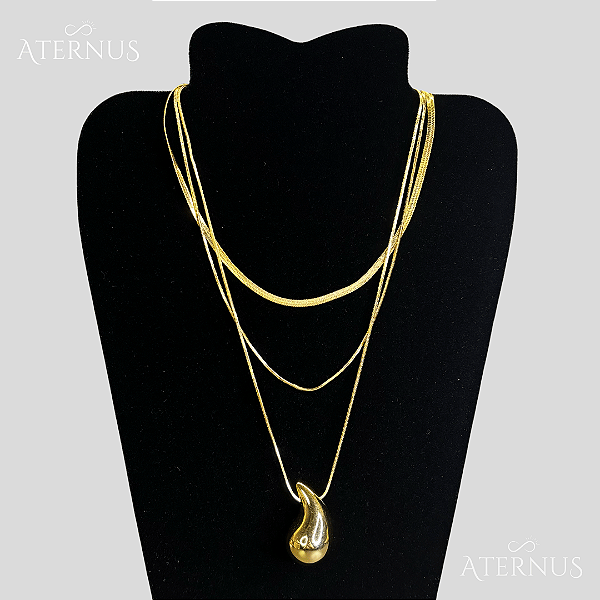 Colar Pingente de Gota Dourado