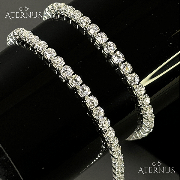 Pulseira Prateada Riviera Zirconia - 18cm