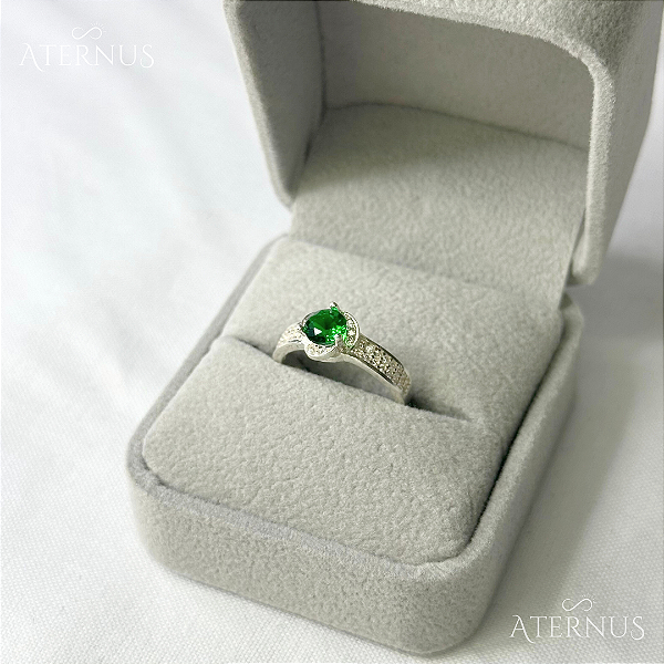 Anel Zircônia Verde - Prata 925