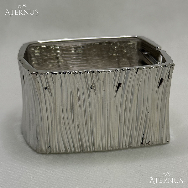 Bracelete Quadrado Robusto Texturizado - Ródio