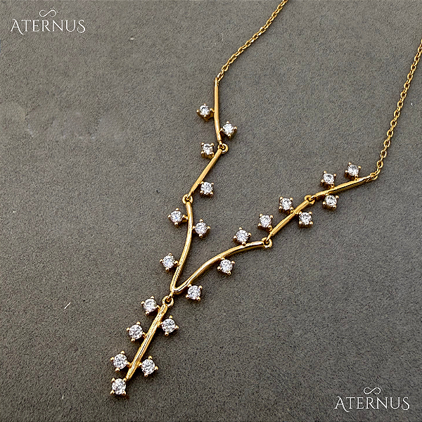 Colar Branch Zircônia - Ouro
