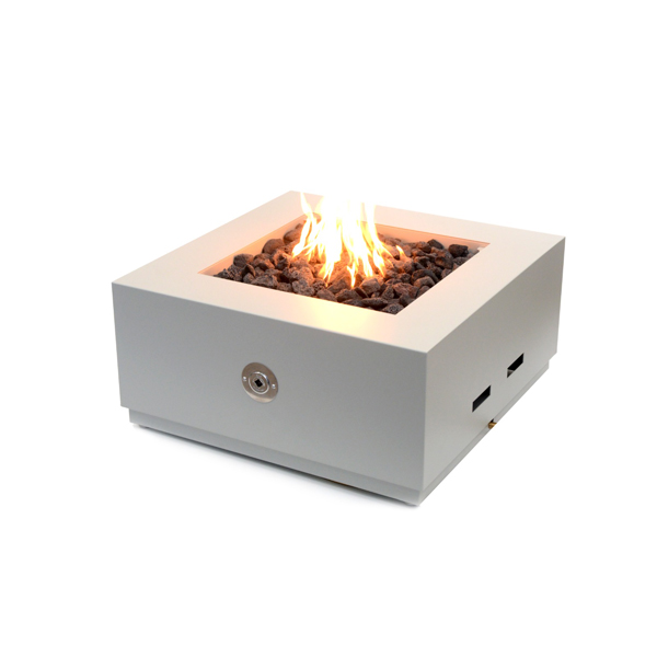 Fire Pit Lareira externa Quadrada com Base 85cm-  Metálica Cinza