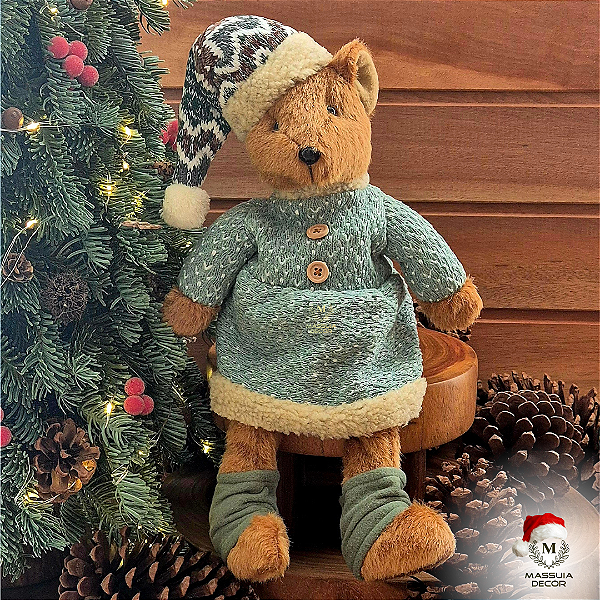 Ursa de Gorro e Vestido Menta