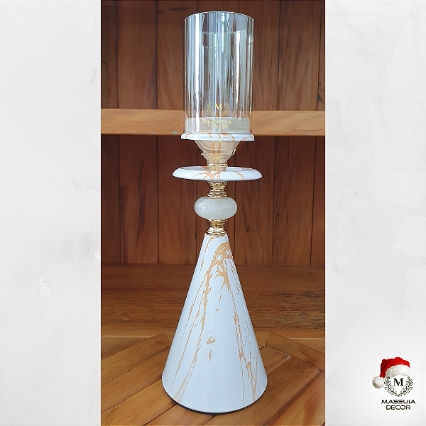 Castiçal Branco/Dourado M