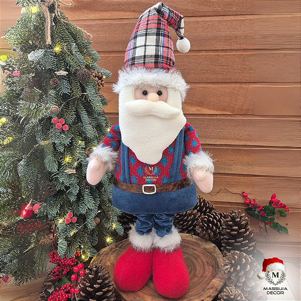 Papai Noel de Gorro Xadrez Expansível