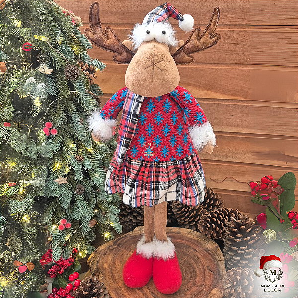 Alce Fêmea com Suéter Vermelho