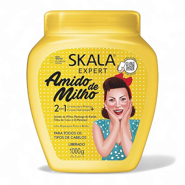 Skala Creme para Pentear + Creme Hidratante 2 em 1 Amido de Milho Hidratação