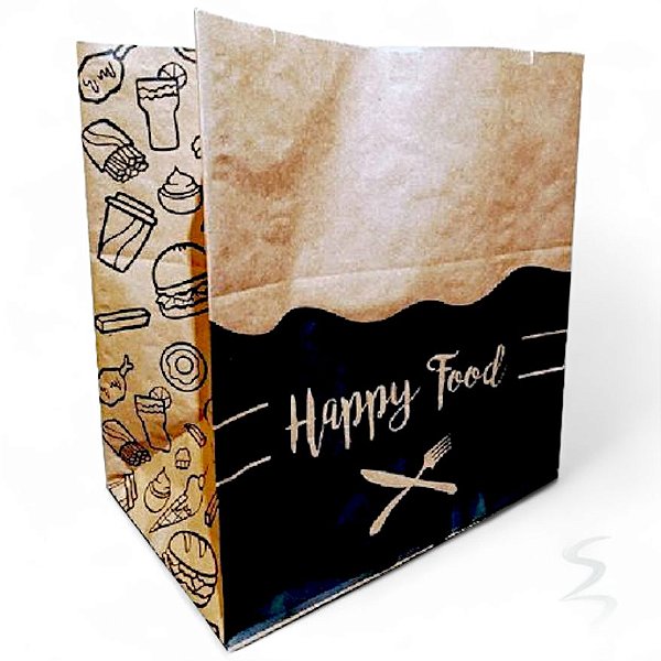 100 Sacos De Papel Para Restaurante Delivery 30x31x19 (HAPPY FOOD)