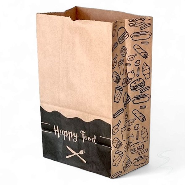 Saco Papel Kraft Delivery 18x28x11 100 unid HAPPY FOOD