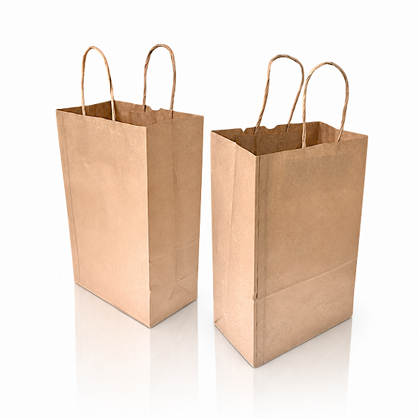 Kit 50 Sacolas Kraft com Alça Torcida 18x28x11cm para Delivery