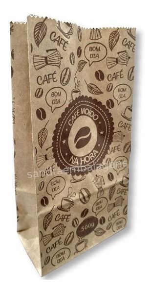 100 Embalagens Sacos Kraft Café Torrado E Moído Na Hora 500g
