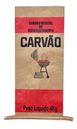 Embalagens Carvão 4kg Kraft Costurado - Kit 50 Unidades