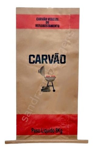 Embalagens Carvão 8kg Kraft Costurado - Kit 50 Unidades