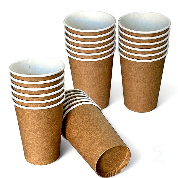 Copos De Papel Café Chá 200 Ml Kraft Biodegradável Kit c/ 1000 Unid