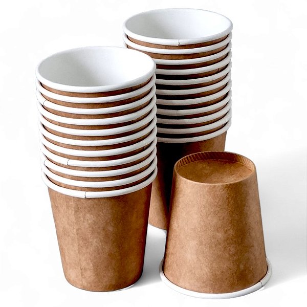 Copos De Papel Kraft Café Chá 120 Ml Biodegradável - Kit c/ 100 Unidades