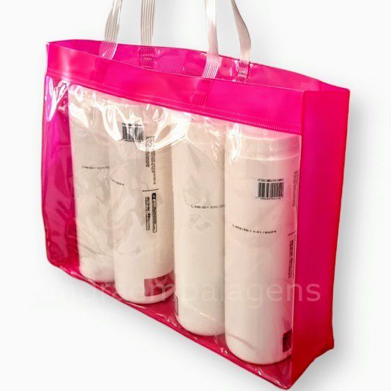 50 Sacolas De Pvc Transparente Cristal Bolsa Praia 39x29,5x8